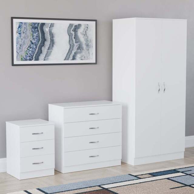 Vida Designs Riano White 3 Piece Bedroom Furniture Set - Wilko - image 1