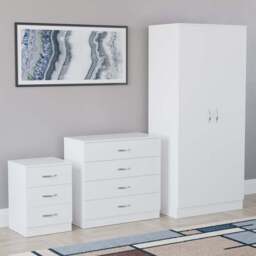 VIDA DESIGNS Riano White 3 Piece Bedroom Furniture Set - Wilko