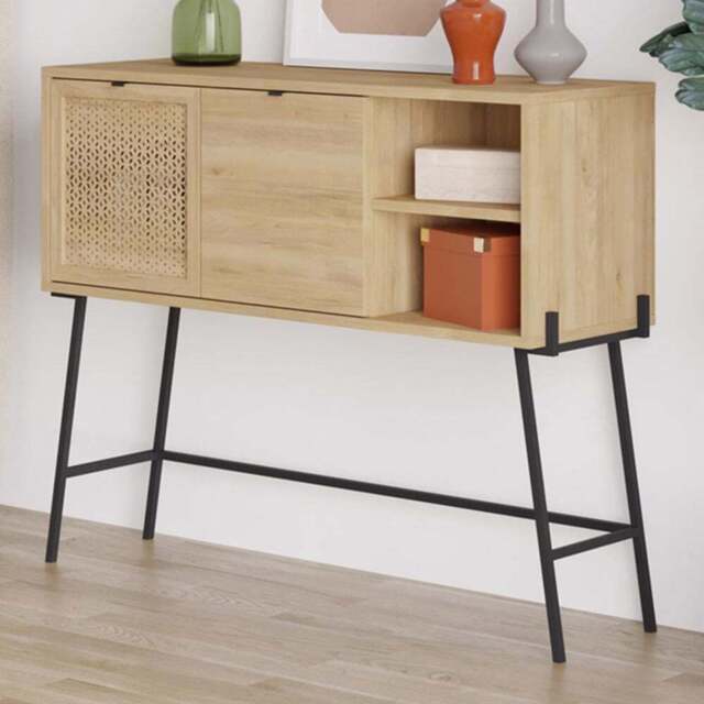 FWStyle Naive 2 Door Sapphire Oak and Black Sideboard - Size: 91 x 110 x 35.5cm - Brown - Wilko - image 1