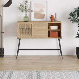 FWStyle Naive 2 Door Sapphire Oak and Black Sideboard - Size: 91 x 110 x 35.5cm - Brown - Wilko - thumbnail 6