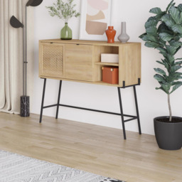 FWStyle Naive 2 Door Sapphire Oak and Black Sideboard - Size: 91 x 110 x 35.5cm - Brown - Wilko - thumbnail 7