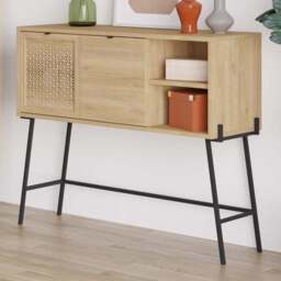 FWStyle Naive 2 Door Sapphire Oak and Black Sideboard - Size: 91 x 110 x 35.5cm - Brown - Wilko - thumbnail 1