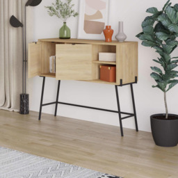 FWStyle Naive 2 Door Sapphire Oak and Black Sideboard - Size: 91 x 110 x 35.5cm - Brown - Wilko - thumbnail 5
