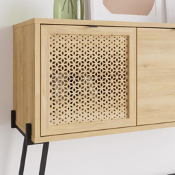 FWStyle Naive 2 Door Sapphire Oak and Black Sideboard - Size: 91 x 110 x 35.5cm - Brown - Wilko - thumbnail 4