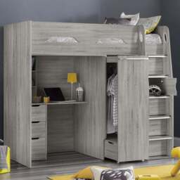 Julian Bowen Pegasus Grey Oak High Sleeper with Storage - Size: Single - Wood - Wilko