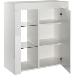 MMT Furniture Designs Single Door 3 Shelf Matt Gloss White Modern Sideboard with LED - Size: 83 x 35 x 35cm - Wilko - thumbnail 3
