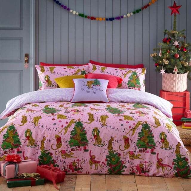 furn. Purrfect King Size Pink and Lilac Abstract Leopard Duvet Cover Set - Multi - Wilko - image 1