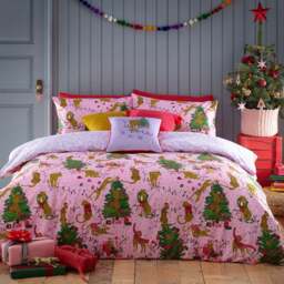 furn. Purrfect King Size Pink and Lilac Abstract Leopard Duvet Cover Set - Multi - Wilko