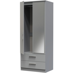 Crowndale Camden 2 Door 2 Drawer Dusk Grey Mirrored Wardrobe Ready Assembled - Wilko - thumbnail 7