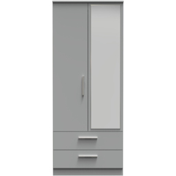Crowndale Camden 2 Door 2 Drawer Dusk Grey Mirrored Wardrobe Ready Assembled - Wilko - thumbnail 3