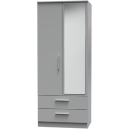 Crowndale Camden 2 Door 2 Drawer Dusk Grey Mirrored Wardrobe Ready Assembled - Wilko - thumbnail 5
