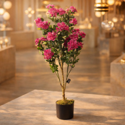Leaf Artificial Azalea Pink Blossom Tree Pot 100cm - Size: 105 x 50 x 50cm - Wilko - thumbnail 3