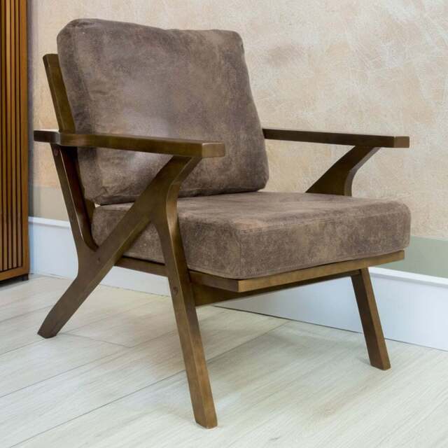 Hampton Suede Effect Brown Accent Chair - Size: Single - Shankar - Wilko - image 1