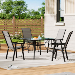 Living and Home Foldable 4 Seater Black Square Bistro Set - Wilko