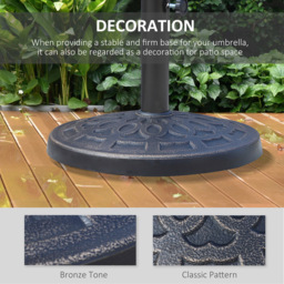Outsunny Bronze Round Resin Parasol Base 12kg - Size: 34 x 44 x 44cm - Brown - Wilko - thumbnail 5