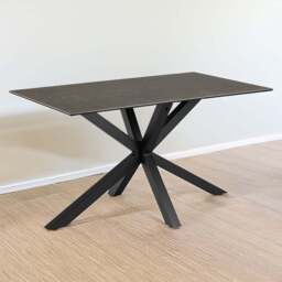 Florence Heaven 4 Seater Ceramic Top Dining Table Black - Size: 75.5 x 135 x 80cm - Multi - Furniture To Go - Wilko