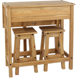 Corona 2 Seater Drop Leaf Breakfast Table Set Antique Wax - Brown - Wilko - thumbnail 6
