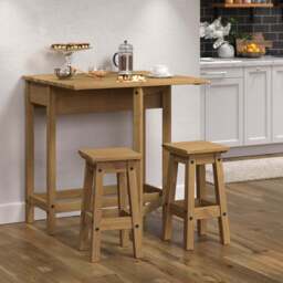 Corona 2 Seater Drop Leaf Breakfast Table Set Antique Wax - Brown - Wilko