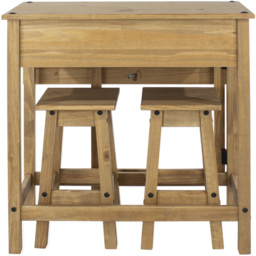 Corona 2 Seater Drop Leaf Breakfast Table Set Antique Wax - Brown - Wilko - thumbnail 3
