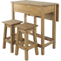 Corona 2 Seater Drop Leaf Breakfast Table Set Antique Wax - Brown - Wilko - thumbnail 7