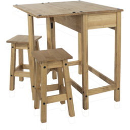 Corona 2 Seater Drop Leaf Breakfast Table Set Antique Wax - Brown - Wilko - thumbnail 4