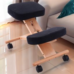 Costway Black Wooden Orthopaedic Kneeling Stool - Size: 68.6 x 43.2 x 15.24cm - Wilko