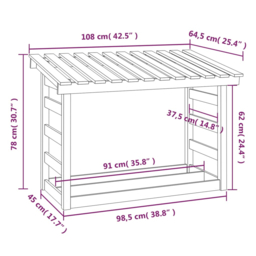 vidaXL Natural Pine Wood Firewood Log Holder 78 x 108 x 64.5cm - n/a - Wilko - thumbnail 7