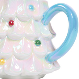 Iridescent Christmas Tree Mug - White and Blue - Wilko - thumbnail 4