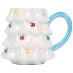 Iridescent Christmas Tree Mug - White and Blue - Wilko - thumbnail 3