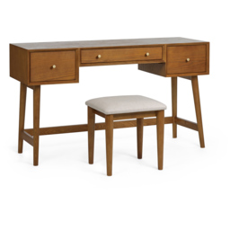 Julian Bowen Lowry 3 Drawer Cherry Ash Wood Dressing Table Set - Grey - Wilko - thumbnail 3