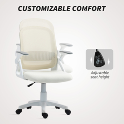 HOMCOM Grey Ergonomic Swivel Computer Chair with Flip Up Armrests - Size: 101 x 57.5 x 60cm - White - Wilko - thumbnail 7