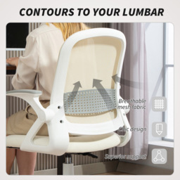 HOMCOM Grey Ergonomic Swivel Computer Chair with Flip Up Armrests - Size: 101 x 57.5 x 60cm - White - Wilko - thumbnail 5