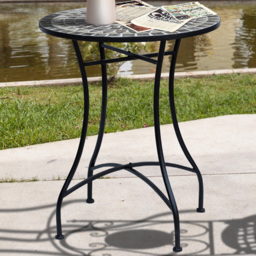 Outsunny Blue Mosaic Folding Garden Side Table - Size: 71 x 60 x 60cm - Grey - Wilko