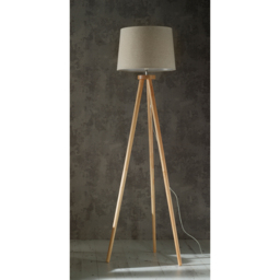 Kliving Chadwick Natural Shade Wood Tripod Floor Lamp - Size: 150 x 38 x 38cm - Cream - Wilko - thumbnail 3