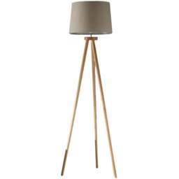 Kliving Chadwick Natural Shade Wood Tripod Floor Lamp - Size: 150 x 38 x 38cm - Cream - Wilko - thumbnail 1