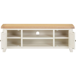 Seconique Windsor 2 Door 2 Shelf Ivory and Oak Straight TV Unit - Size: 50.5 x 140 x 37cm - Ivory/Oak - Wilko - thumbnail 5