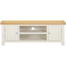 Seconique Windsor 2 Door 2 Shelf Ivory and Oak Straight TV Unit - Size: 50.5 x 140 x 37cm - Ivory/Oak - Wilko - thumbnail 4