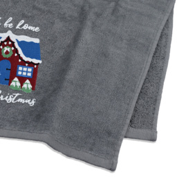 Noel Square Xmas I'll Be Home Grey Hand Towel 2 Pack - Size: 66 x 41 x 1cm - Wilko - thumbnail 5