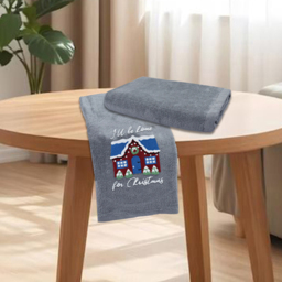 Noel Square Xmas I'll Be Home Grey Hand Towel 2 Pack - Size: 66 x 41 x 1cm - Wilko - thumbnail 3
