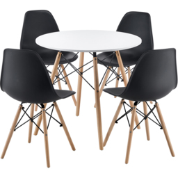 Comfy Living 4 Seater Round Dining Set White and Black - Wilko - thumbnail 3