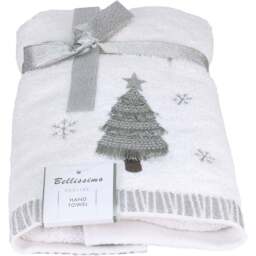 Bellissimo Home Cotton Embroidered Christmas Tree Hand Towel 2 Pack - Size: 60 x 40 x 1cm - White - Wilko - thumbnail 1