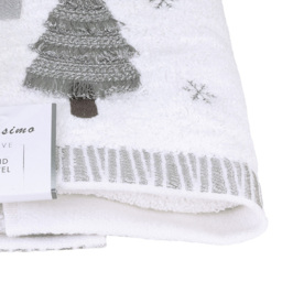 Bellissimo Home Cotton Embroidered Christmas Tree Hand Towel 2 Pack - Size: 60 x 40 x 1cm - White - Wilko - thumbnail 4