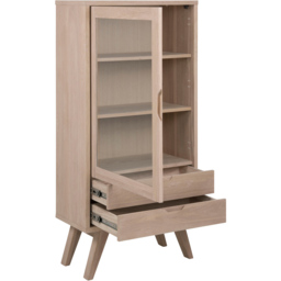 Florence A Line 2 Drawer Single Door White Oak Display Cabinet - Furniture To Go - Wilko - thumbnail 6