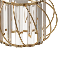 Living and Home Gold Iron Cage Glass Panels E27 Pendant Light - Size: 130 x 20 x 20cm - Wilko - thumbnail 4