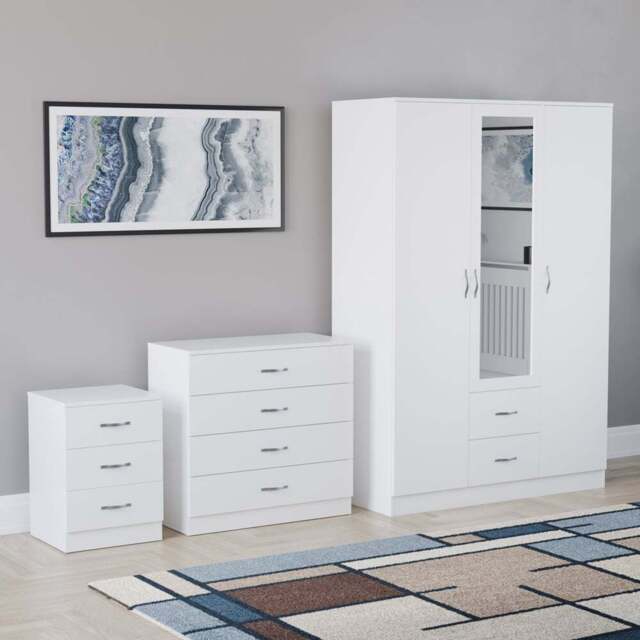 Vida Designs Riano White 3 Piece Bedroom Furniture Set - Wilko - image 1