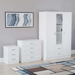 VIDA DESIGNS Riano White 3 Piece Bedroom Furniture Set - Wilko