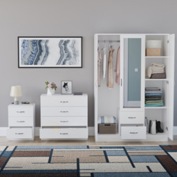Vida Designs Riano White 3 Piece Bedroom Furniture Set - Wilko - thumbnail 4