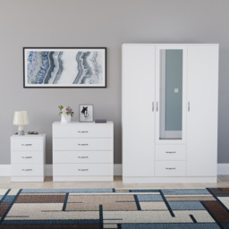 Vida Designs Riano White 3 Piece Bedroom Furniture Set - Wilko - thumbnail 3