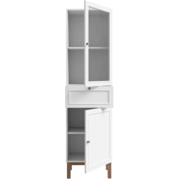 Florence Wensley 2 Door Single Drawer Light Grey and Oak Glass Display Cabinet - Size: 184.6 x 50.2 x 41.7cm - Multi - Furniture To Go - Wilko - thumbnail 6
