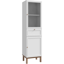 Florence Wensley 2 Door Single Drawer Light Grey and Oak Glass Display Cabinet - Size: 184.6 x 50.2 x 41.7cm - Multi - Furniture To Go - Wilko - thumbnail 3